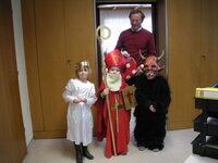 Nikolaus mit Engel und Teufel