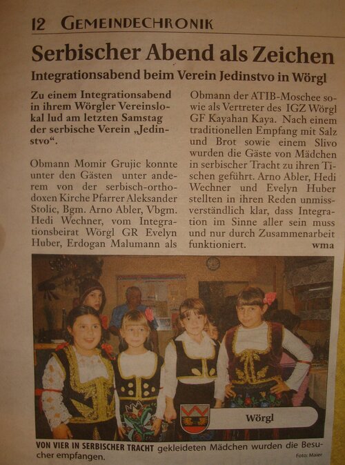 Integrationsabend im serb. Verein "Jedinstvo"