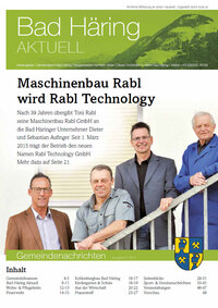 Topaktuell für Sie zum Nachlesen die erste Bad Häring Aktuell-Ausgabe des Jahres 2015!