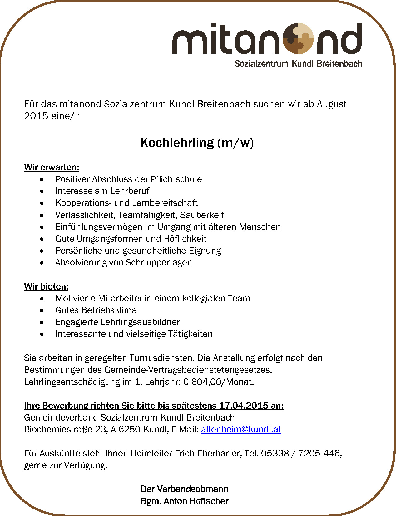 Kochlehrling Gesucht Bildung Soziales News Aktuell Vivomondo
