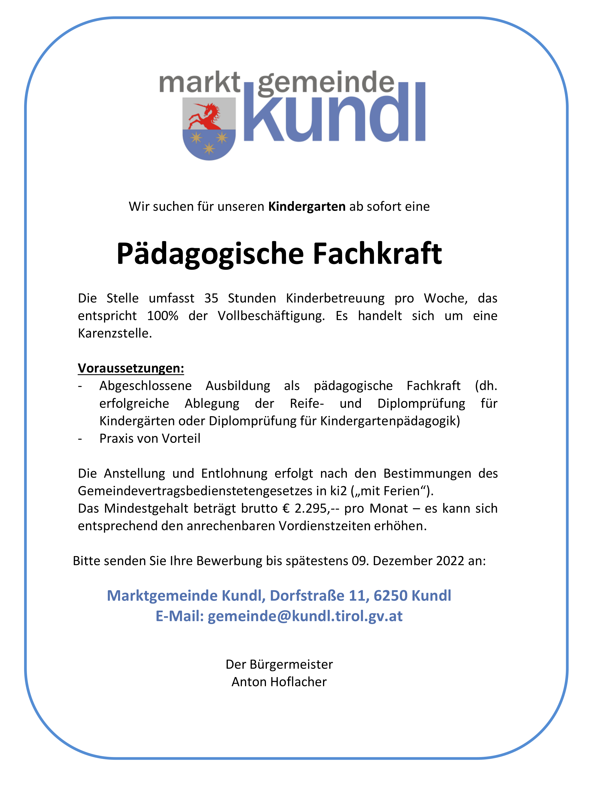 Pädagogische Fachkraft für Kindergarten gesucht / Chronik & Wissen / News / Aktuell / vivomondo