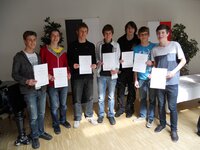 v.l.n.r. Michael Fellner 6a, Simon Plieseis 7b, Felix Schneider 8c, Daniel Winkler 7b, Alexander Pucher 7b, Johannes Sieberer 7a und Jonas Seebacher 5b