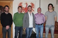 Das neue Team um Kapellmeister Heinrich Lentsch: Kassier Gerhard Thurner, Obmann Manfred Hirzinger, Obmannstellvertreter Jakob Unterberger und Kapellmeisterstellvertreter Thomas Wibmer