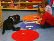 Hund mit spielenden Kindern