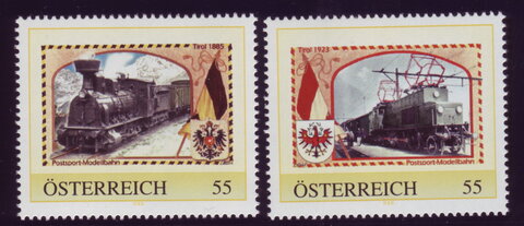 Zwei Sondermarken anlässlich der 150-Jahr-Feier Eisenbahn in Wörgl